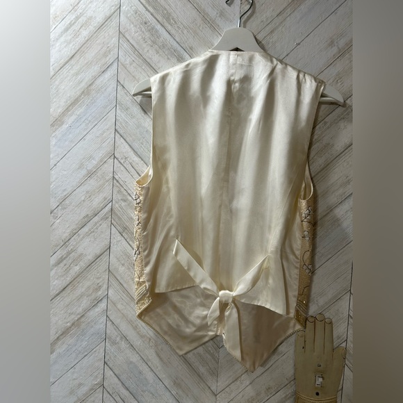 Vintage Liz Claiborne silk cream ivory beaded embellished vest - Picture 9 of 9